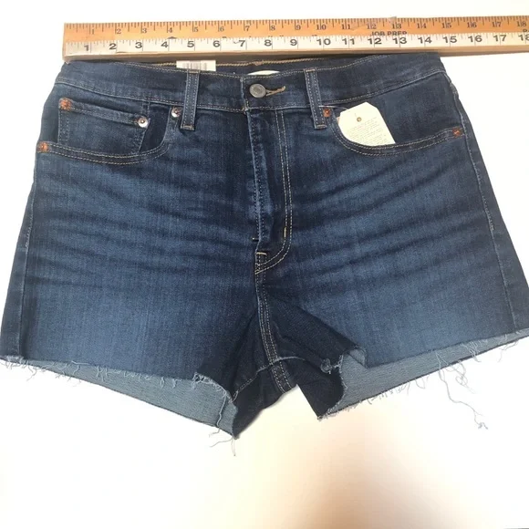 Levis High Rise Denim Cut Off Shorts Blue - Picture 3 of 10